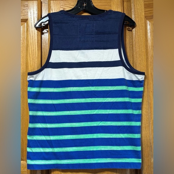 Vintage Y2K Hollister Striped Blue and Green Tank Top Men's Medium Fit - Picture 5 of 5